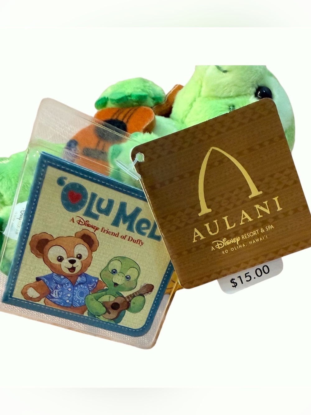 Disney Aulani Hawaii Olu Mel Turtle Ukulele Inner Tube Plush Keychain Bag Charm - Picture 6 of 8